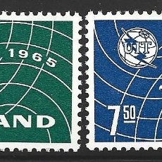 Sellos: ISLANDIA 345/46** - AÑO 1965 - CENTENARIO DE LA UNION INTERNACIONAL DE TELECOMUNICACIONES. Lote 402887589