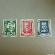 Sellos: ISLANDIA-ISLAND 1954 Nº YVERT 251/3**, HANNES HAFSTEIN, POETA Y PRIMER MINISTRO