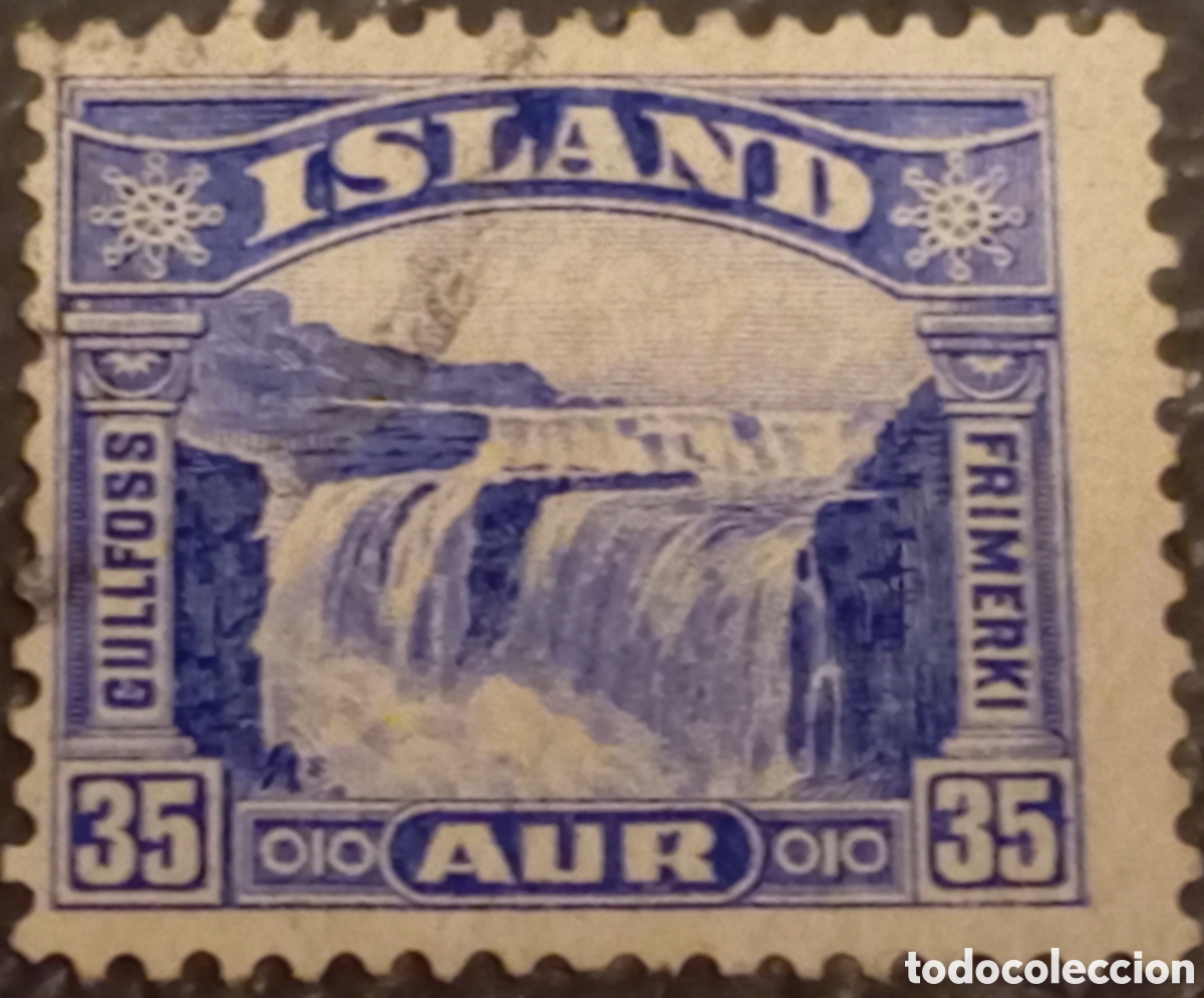 Sellos: Sello Islandia 1931-32, Cascada Gullfoss, 35 Aur - (Scott #175 / Michel #155)