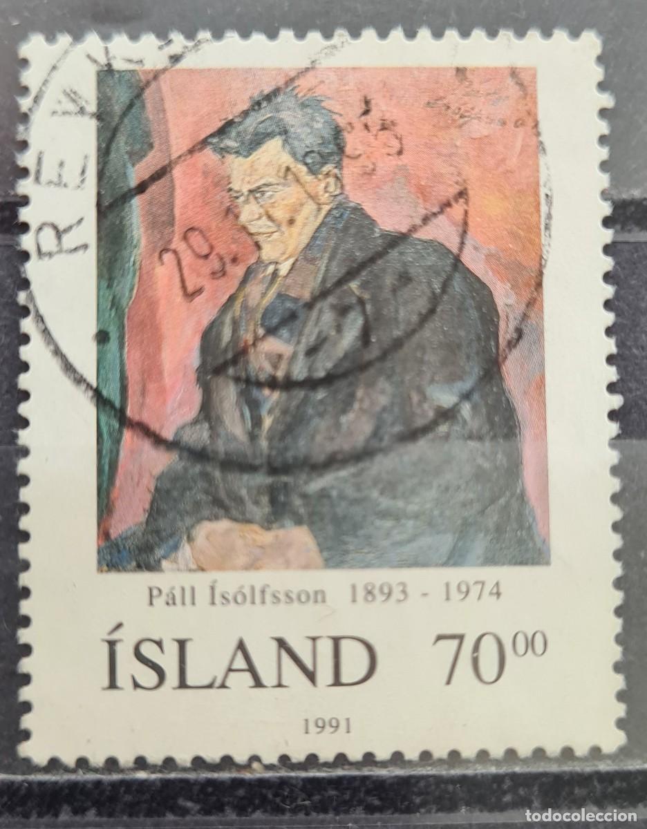 Sellos: Sello usado de Islandia 1991: Islandeses c&eacute;lebres