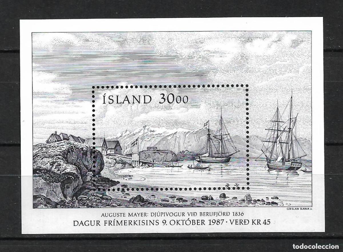 Sellos: islandia 1987 hoja bloque scott 646 ** mnh barcos - 25/9