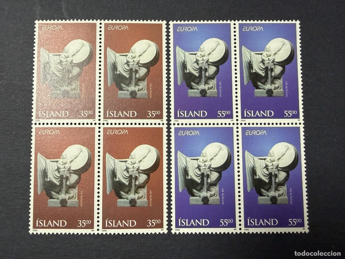 Sellos: ISLANDIA, 1995. YVERT 777/778. EUROPA CEPT. SERIE COMPLETA. NUEVOS. SIN FIJASELLOS. BLOQUE DE 4.