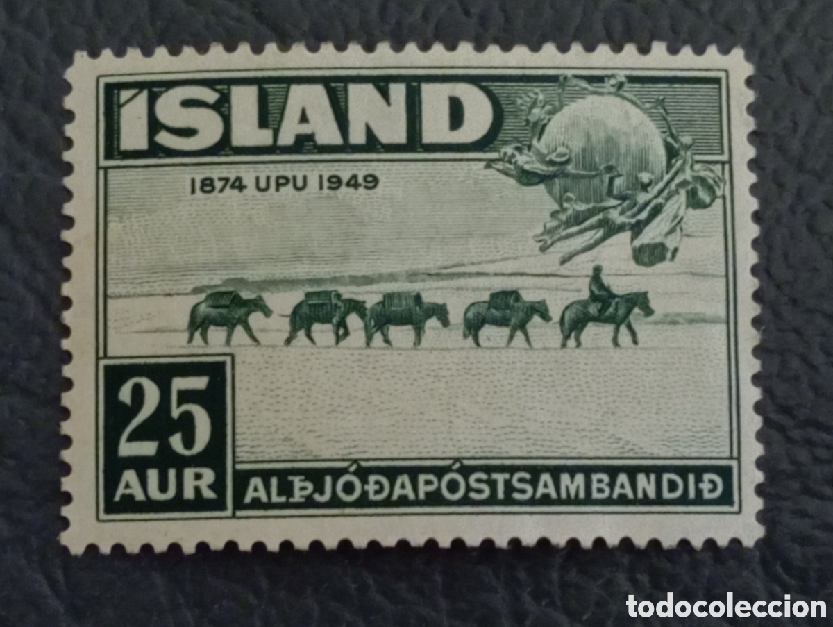 Sellos: Islandia 1949 - 25 Aur UPU - Michel #259 / Yvert #220 MNH