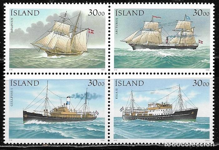 Sellos: ISLANDIA 1991, Ivert 706/09 - BARCOS. MNH.