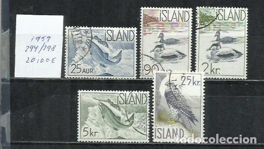 Sellos: Q508N- SERIE COMPLETA ISLANDIA 28,00&euro; 1959 N&ordm;294/298 BONITOS. FAUNA