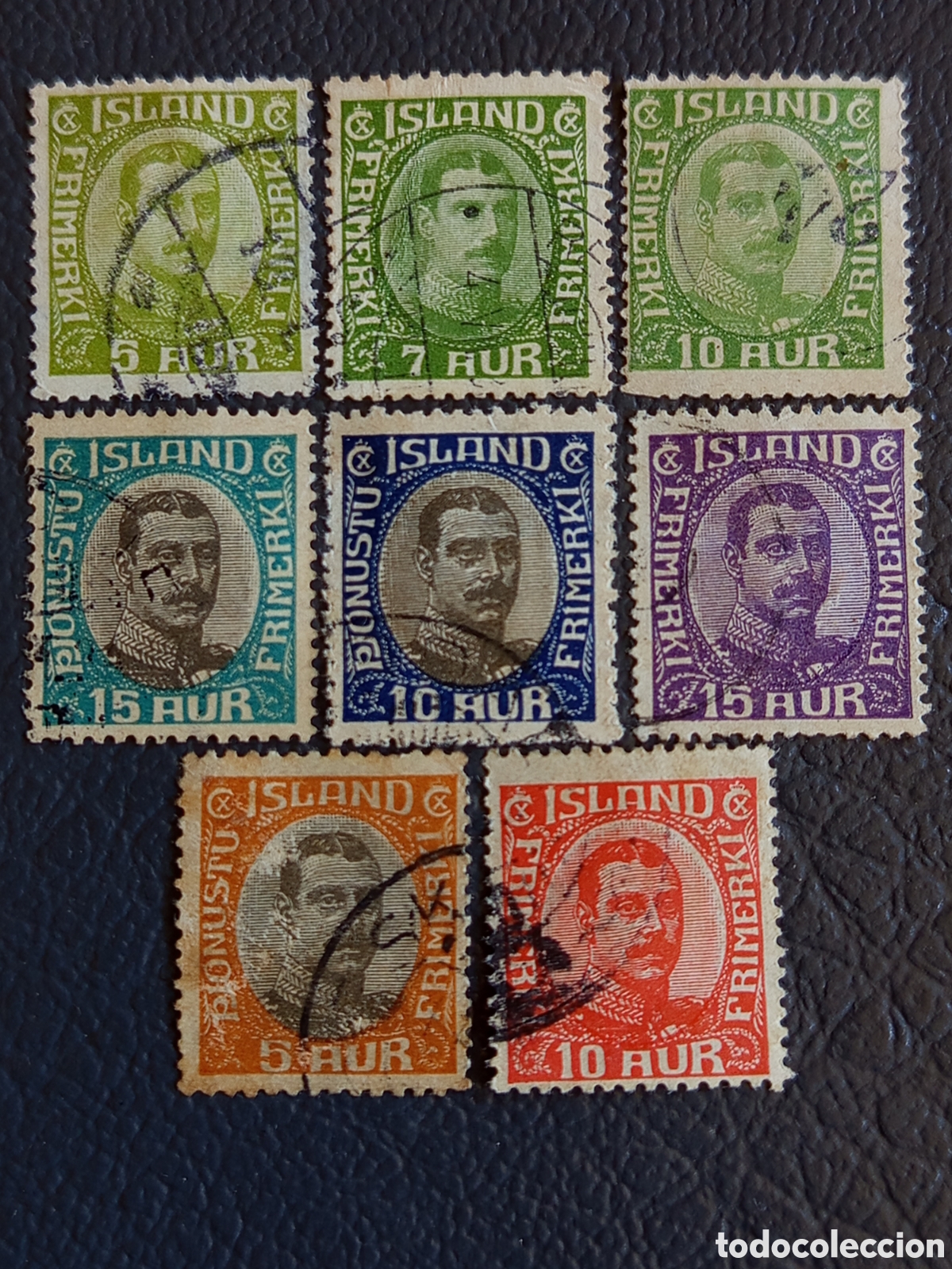 Sellos: Lote Sellos Antiguos Islandia 1920 - Rey Christian X / Servicio Oficial (Sc #109-115)