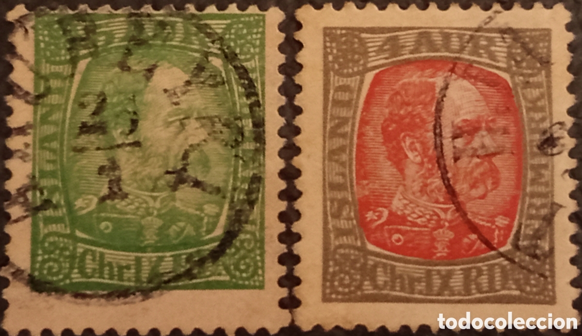 Sellos: Islandia 1902 - Rey Christian IX 5 Aur Usado (Scott #36 / Michel #37)