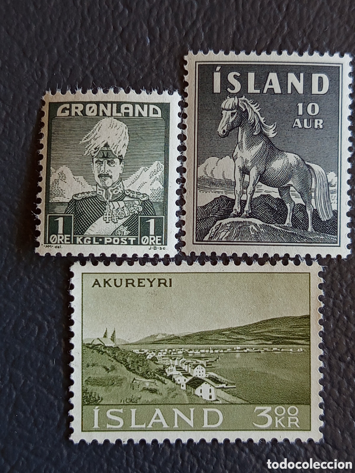 Sellos: Lote 3 Sellos N&oacute;rdicos Islandia (1958/1963) y Groenlandia (1938) - Cat. Scott #311/#356 MH-MNH