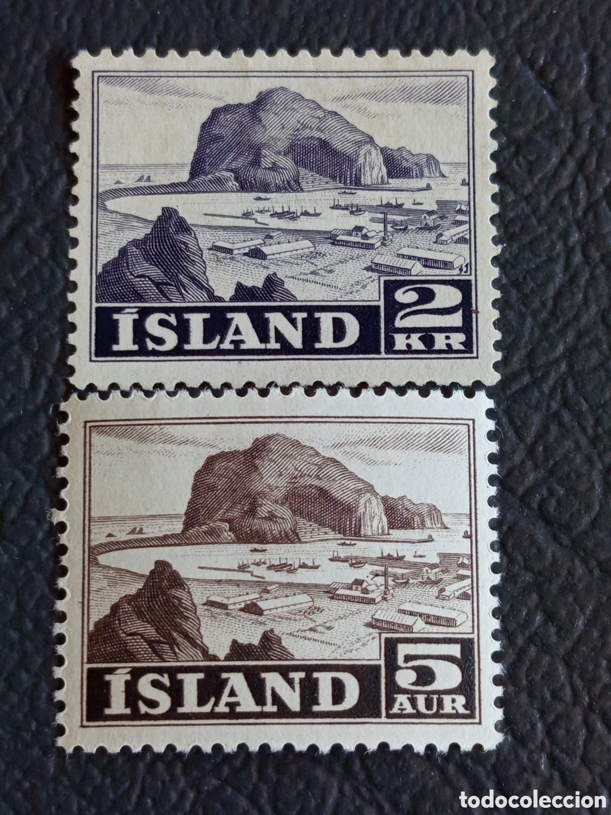 Sellos: Islandia 1950 - Puerto Vestmannaeyjar 2 Kr y 5 Aur (Scott 267 / Facit 305) MH