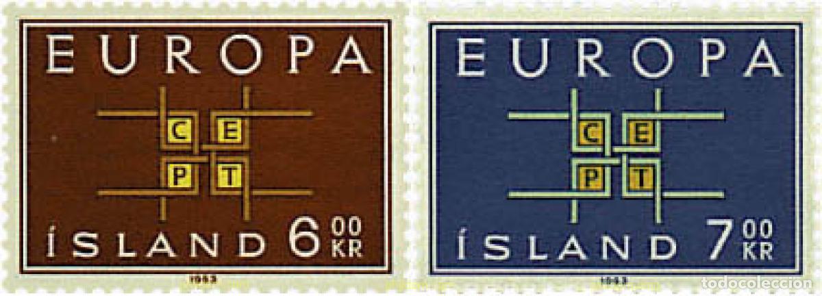 Sellos: 62084 MNH ISLANDIA 1963 EUROPA CEPT. SIGLAS CEPT
