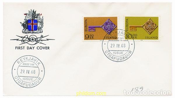 Sellos: 23597 MNH ISLANDIA 1968 EUROPA CEPT 1968 - LLAVE DORADA