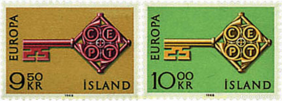 Sellos: 62162 MNH ISLANDIA 1968 EUROPA CEPT 1968 - LLAVE DORADA