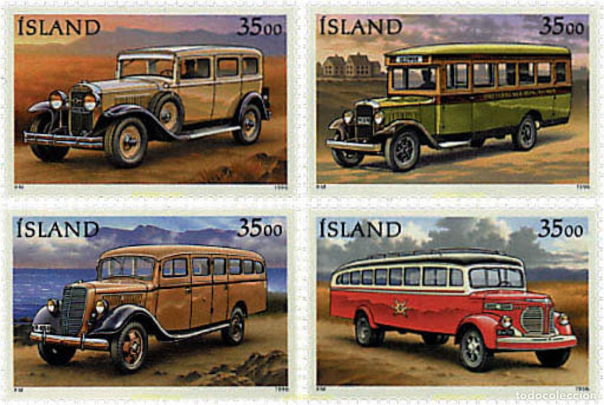 Sellos: 42013 MNH ISLANDIA 1996 COCHES CORREO