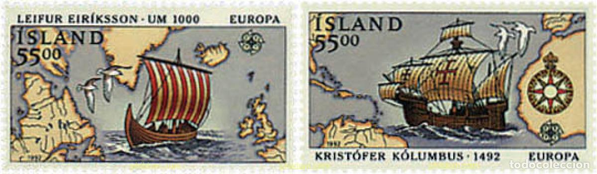 Sellos: 66920 MNH ISLANDIA 1992 EUROPA CEPT. 500 ANIVERSARIO DEL DESCUBRIMIENTO DE AMERICA