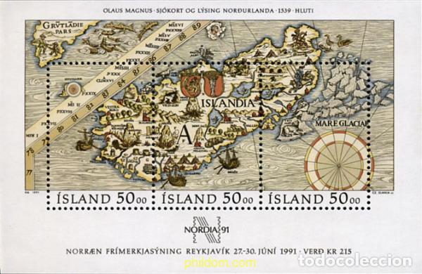 Sellos: 101409 MNH ISLANDIA 1991 CARTOGRAFIA