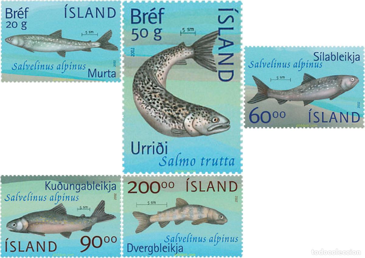 Sellos: 101046 MNH ISLANDIA 2002 PECES DEL LAGO THINGVELLIR