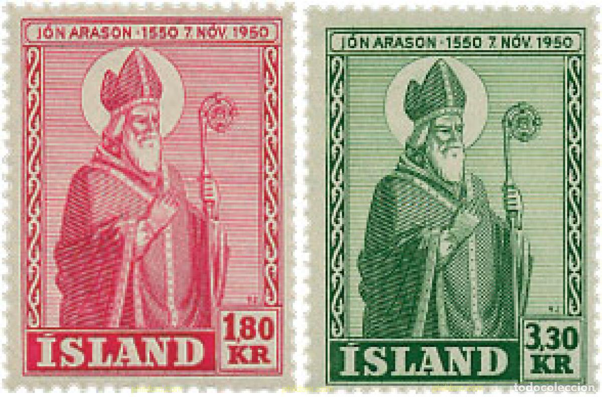 Sellos: 101111 MNH ISLANDIA 1950 4 CENTENARIO DE LA MUERTE DE JON ARANSON