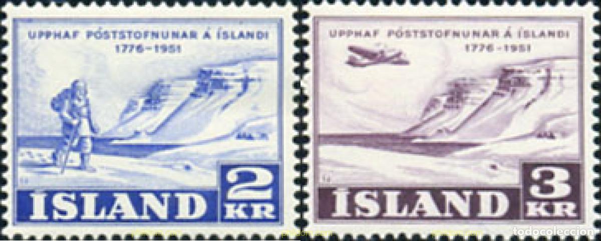 Sellos: 216627 HINGED ISLANDIA 1951 175 ANIVERSARIO DE LA ORGANIZACION DE LOS SERVICIONS POSTALES
