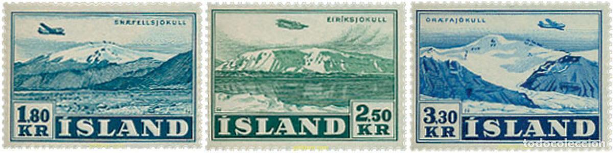 Sellos: 101114 MNH ISLANDIA 1952 AVIONES Y GLACIARES