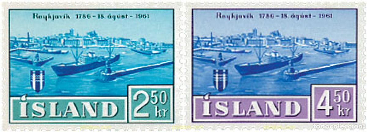 Selos: 101135 MNH ISLANDIA 1961 175 ANIVERSARIO DE REYKJAVIK