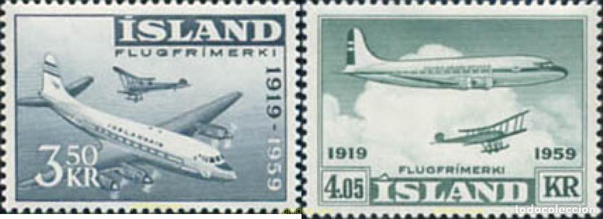 Selos: 101130 MNH ISLANDIA 1959 40 ANIVERSARIO DE LA AVIACI&Oacute;N ISLANDESA