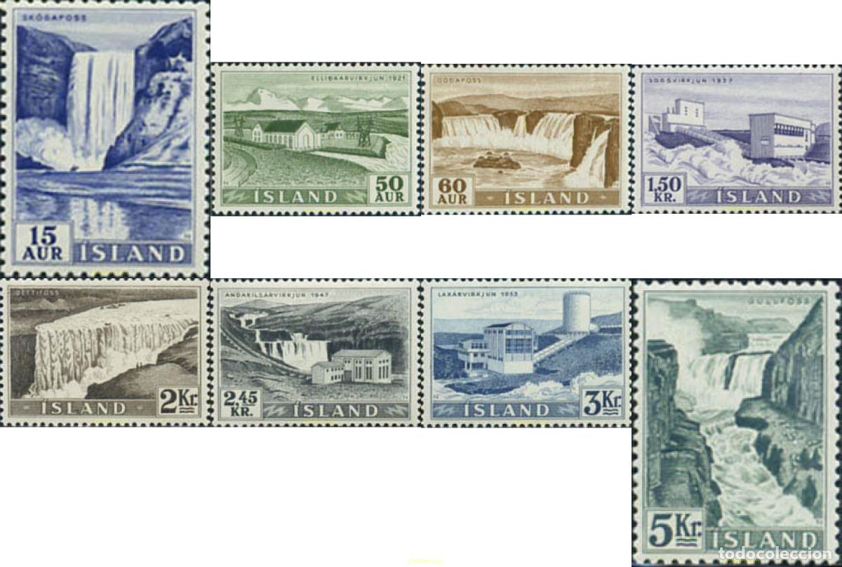 Timbres: 101120 MNH ISLANDIA 1956 CATARATAS Y CENTRALES HIDROELECTRICAS