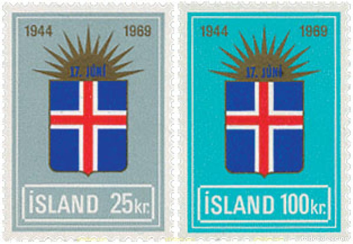 Sellos: 101210 MNH ISLANDIA 1969 25 ANIVERSARIO DE LA REPUBLICA