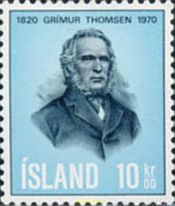 Sellos: 101230 MNH ISLANDIA 1970 150 ANIVERSARIO DEL POETA G. THOMSEN