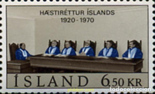 Sellos: 101223 MNH ISLANDIA 1970 50 ANIVERSARIO DE LA CORTE SUPREMA DE ISLANDIA
