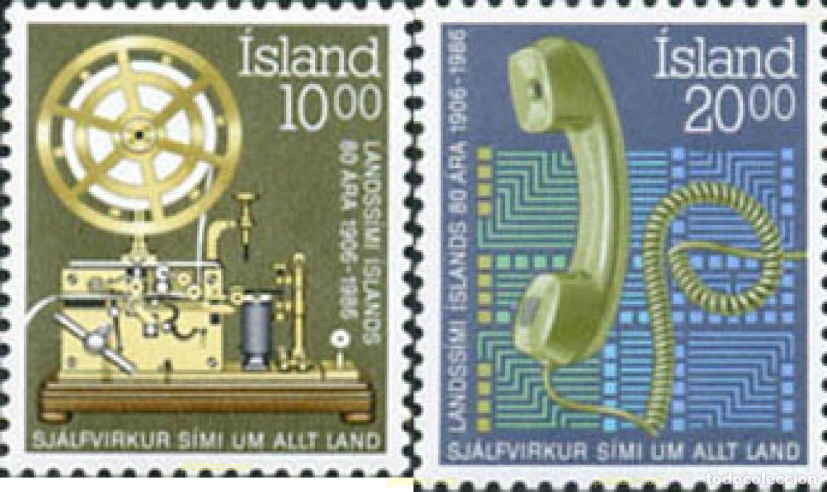 Briefmarken: 101379 MNH ISLANDIA 1986 80 ANIVERSARIO DEL TELEGRAFO Y DEL TELEFONO