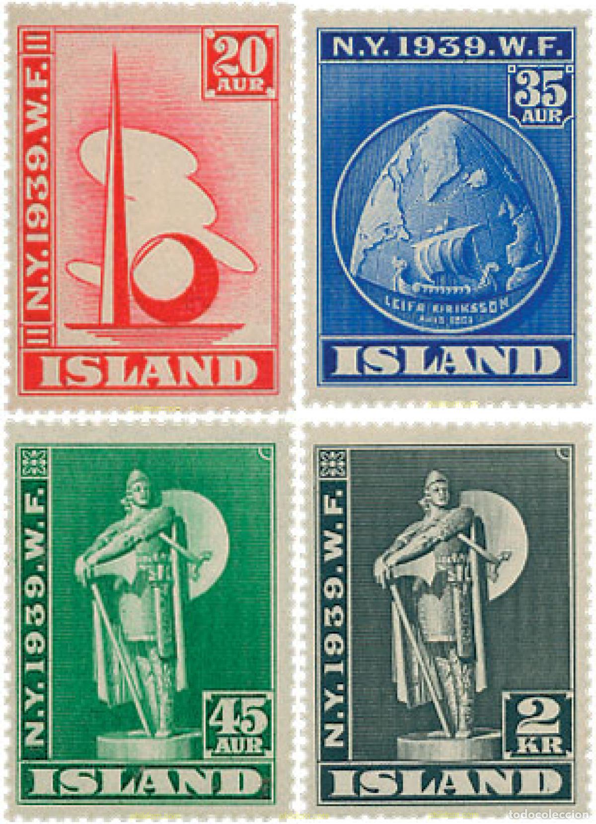 Sellos: 101511 MNH ISLANDIA 1939 COMEMORACION DE LA PARTICIPACION DE ISLANDIA EN LA EXPOSICION DE N.Y.