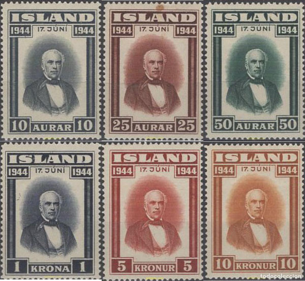 Sellos: 652105 HINGED ISLANDIA 1944 PROCLAMACION DE LA REPUBLICA, JON SIGURDSON