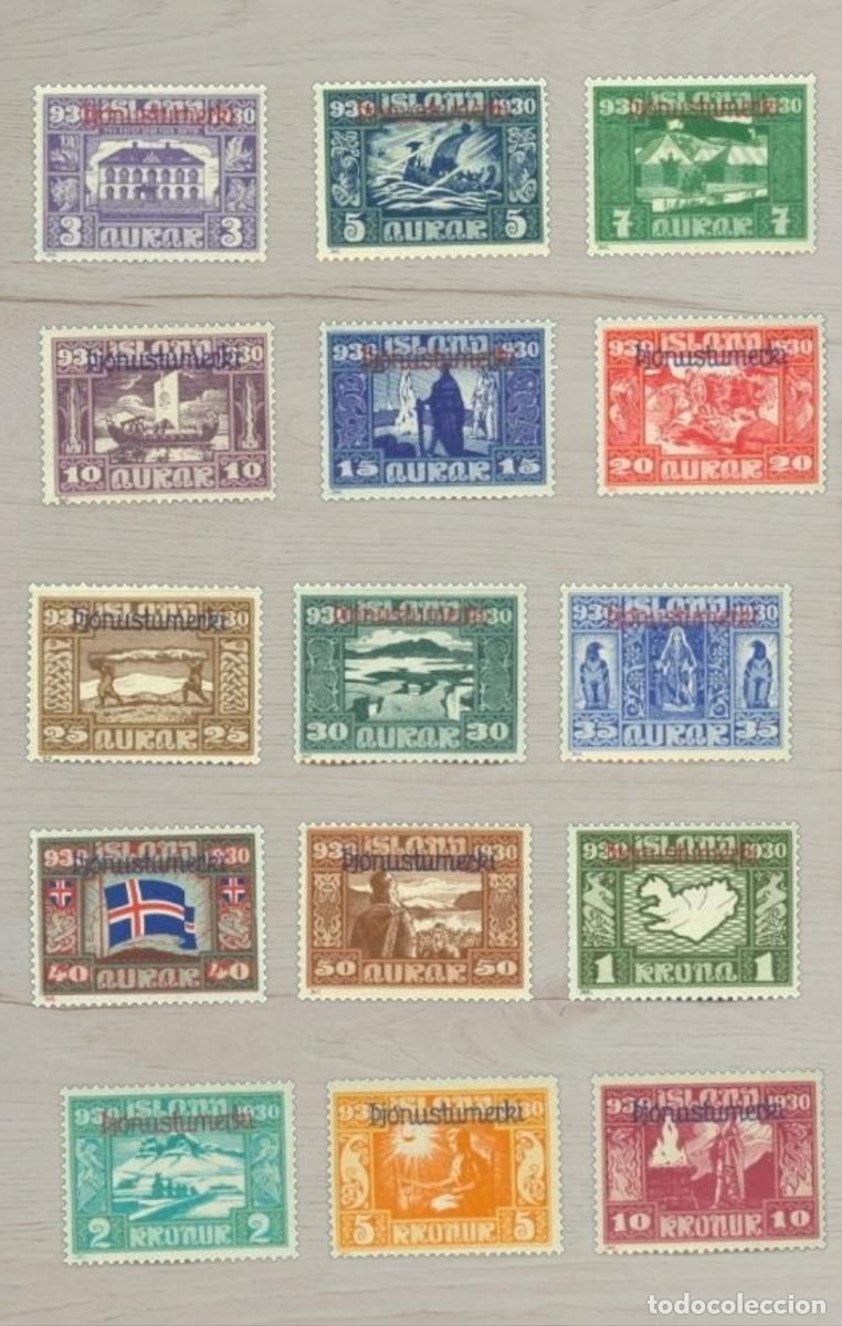Sellos: Iceland 1930 Althing Millenary Commemorative Official Overprint COMPLETE Set Mint 15v - Legendary Sc
