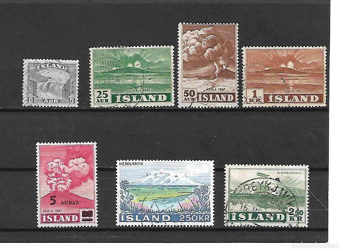 Sellos: lote de 7 sellos : NATURALEZA, Islandia, sellos a&ntilde;os 1931/82