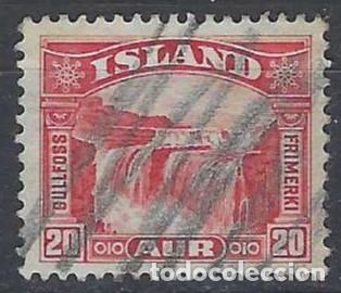 Sellos: ISLANDIA 1931-32 - CATARATA DE GULLFOSS, ROJO - USADO