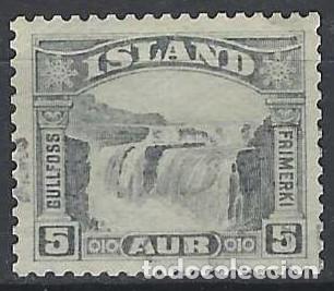 Sellos: ISLANDIA 1931-32 - CATARATA DE GULLFOSS, GRIS - USADO