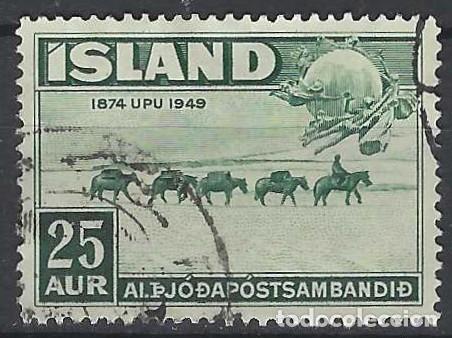 Sellos: ISLANDIA 1949 - 75&ordm; ANIV. DE LA U.P.U., CARAVANA POSTAL - USADO