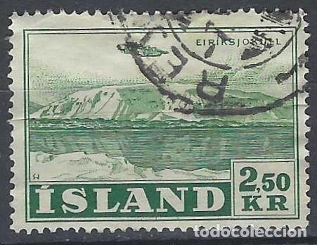 Sellos: ISLANDIA 1952 - AEROPLANO SOBREVOLANDO MONTA&Ntilde;AS, A&Eacute;REO - USADO