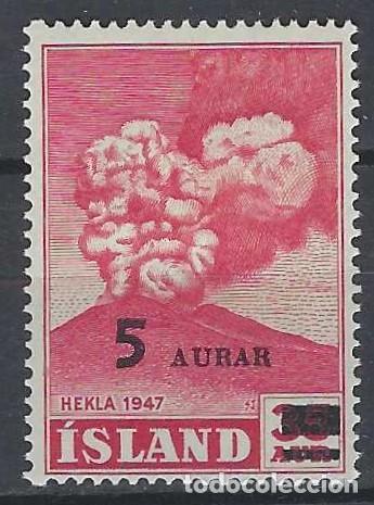 Sellos: ISLANDIA 1954 - ERUPCI&Oacute;N DEL VOLC&Aacute;N HEKLA, SOBRECARGADO - MH*