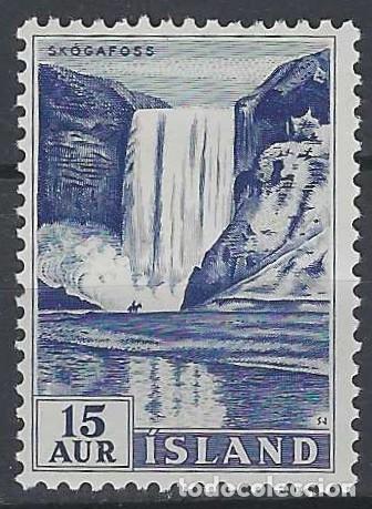 Sellos: ISLANDIA 1956 - ELECTRIFICACI&Oacute;N, CASCADA DE SKOGA - MH*