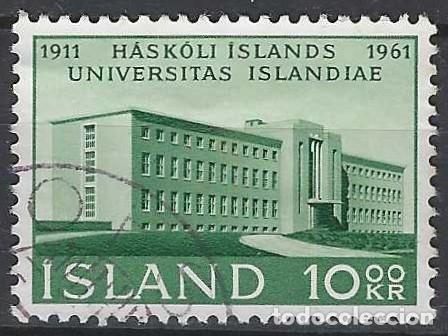 Sellos: ISLANDIA 1961 - 50&ordm; ANIV. DE LA UNIVERSIDAD DE REYKJAVIK - USADO
