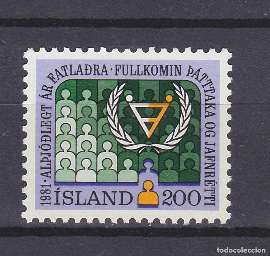 Sellos: ISLANDIA (571) 1981 SERIE COMPLETA NUEVO ** MNH A&Ntilde;O MUNDIAL DISCAPACI TADO FACIAL 0,02 &euro;
