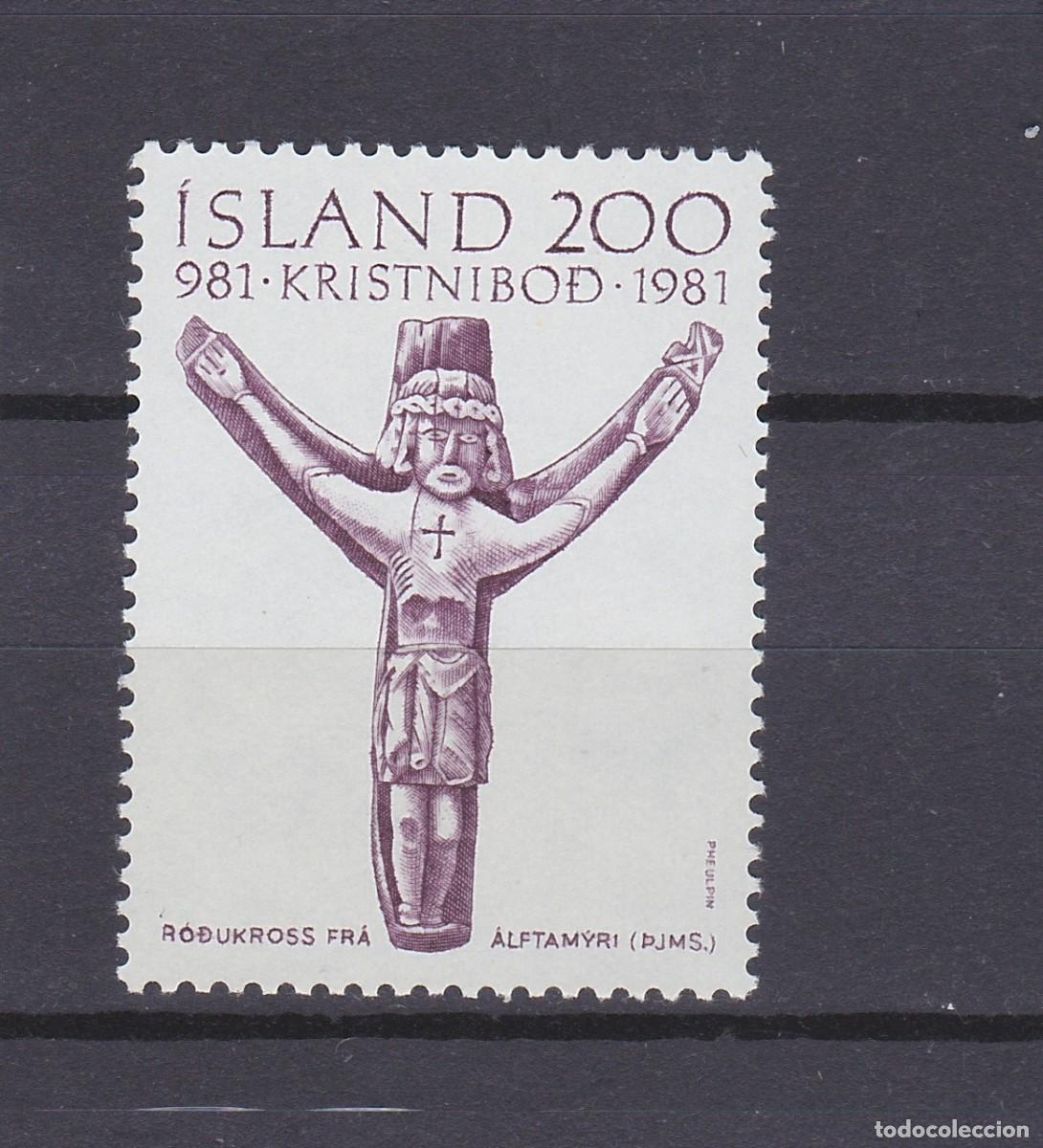 Sellos: ISLANDIA (574) 1981 SERIE COMPLETA NUEVO ** MNH MILRIO.CRISTIANIZ.ISLANDIA FACIAL 0,02 &euro;