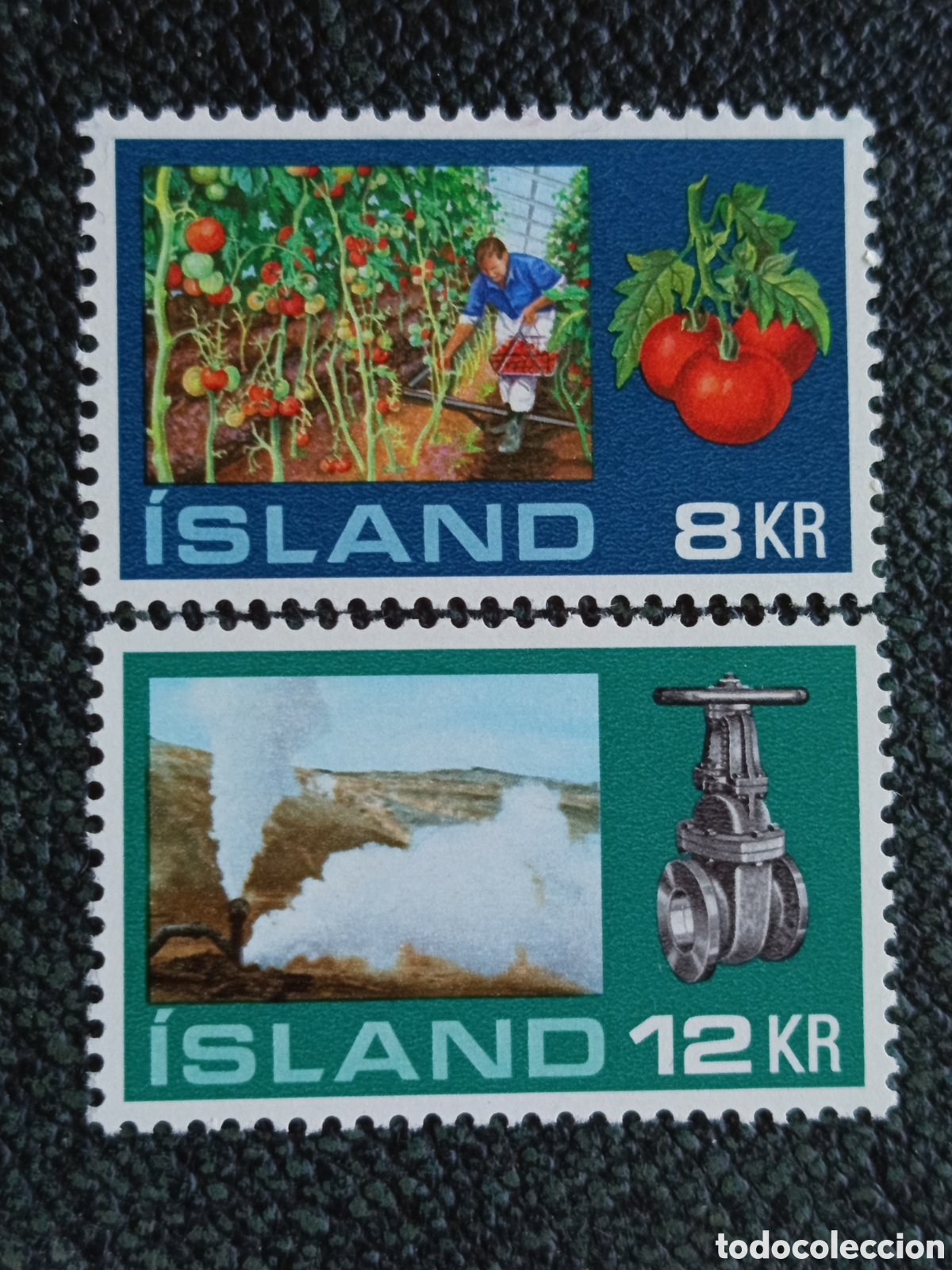 Sellos: Lote 2 Sellos Islandia 1972 Cultivo en Invernaderos MNH - Scott #443 y #444