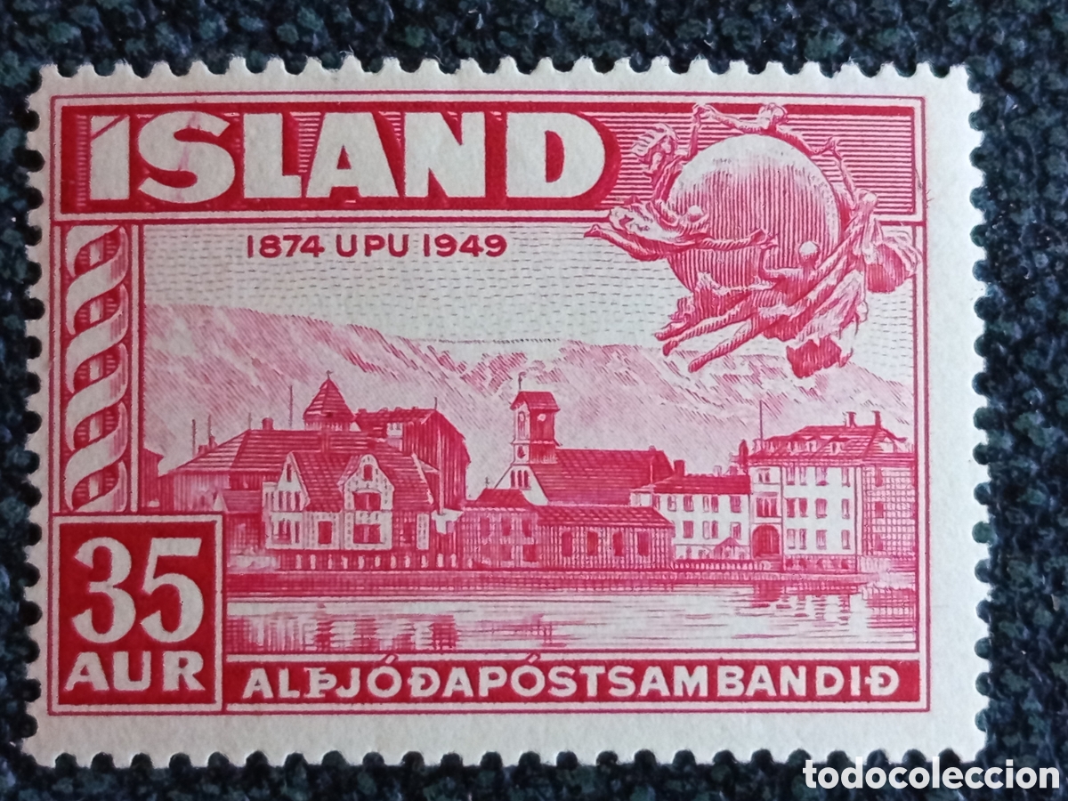 Sellos: Sello Islandia 1949 75&ordm; Aniversario UPU 35a Scott 254 / Mi 260 MNH