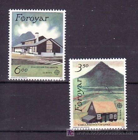 Sellos: FEROE 192/3 SIN CHARNELA, TEMA EUROPA 1990, EDIFICIOS DE CORREOS, - Foto 1
