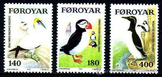 Sellos: FEROE 1978 - PAJAROS - YVERT N&ordm; 30-32 - Foto 1