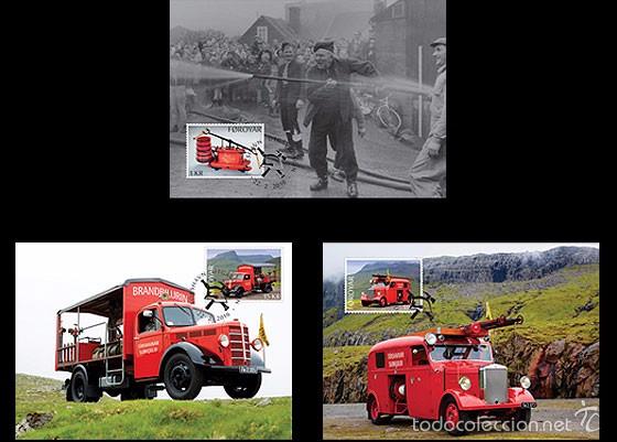 Sellos: Faroe Islands 2016 - Old Fire Trucks Maxicard set - Foto 1