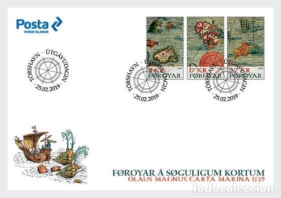 Sellos: Faroe Islands 2019 - Old Maps FDC - Foto 1