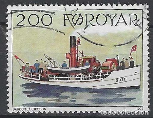 Sellos: ISLAS FEROE 1992 - BARCOS POSTALES, &rdquo;RUTH&rdquo; - USADO - Foto 1